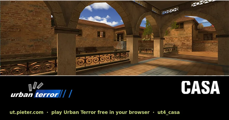 Urban Terror browser project's social preview with the casa map and Urban Terror title